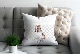 Personalized Bassett Hound Pillow Dog Lover Gift, Home Decor - thumbnail 1