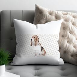 Personalized Bassett Hound Pillow Dog Lover Gift, Home Decor - thumbnail 2
