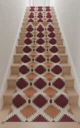 Handwoven Wool Kilim Rug, Modern Pink & Peach Geometric Runner - thumbnail 1