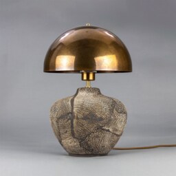 Lawson Ceramic Table Lamp With Brass Dome Shade, Black Clay