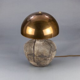 Lawson Ceramic Table Lamp With Brass Dome Shade, Black Clay - thumbnail 3