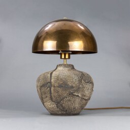 Lawson Ceramic Table Lamp With Brass Dome Shade, Black Clay - thumbnail 2