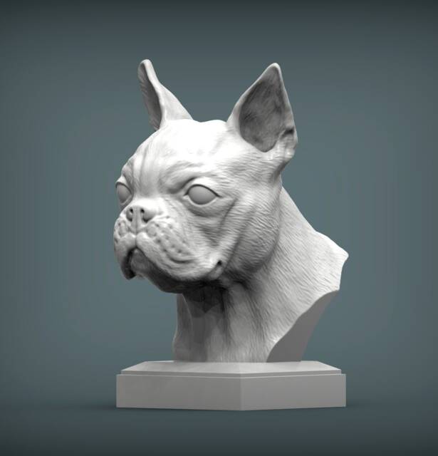 3D Printed Boston Terrier Bust Pet Memorial Dog Figurine - image 1