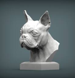 3D Printed Boston Terrier Bust Pet Memorial Dog Figurine - thumbnail 1