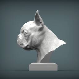 3D Printed Boston Terrier Bust Pet Memorial Dog Figurine - thumbnail 3