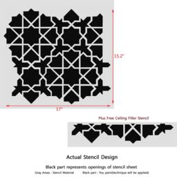 Moroccan Wall Stencil Esther For Diy Project - Wallpaper Look & Easy Decor - thumbnail 2