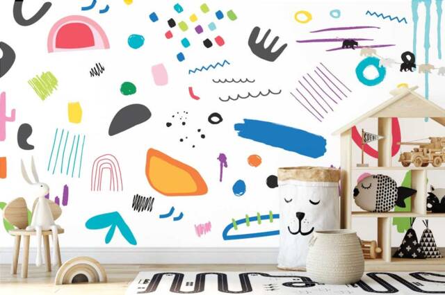Peel & Stick Wall Mural, Decal, Stickers, Reusable Kids Room Decor, Repositionable, Matisse Like Shapes Wall Art, Colorway #2 - image 1