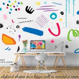 Peel & Stick Wall Mural, Decal, Stickers, Reusable Kids Room Decor, Repositionable, Matisse Like Shapes Wall Art, Colorway #2 - thumbnail 2