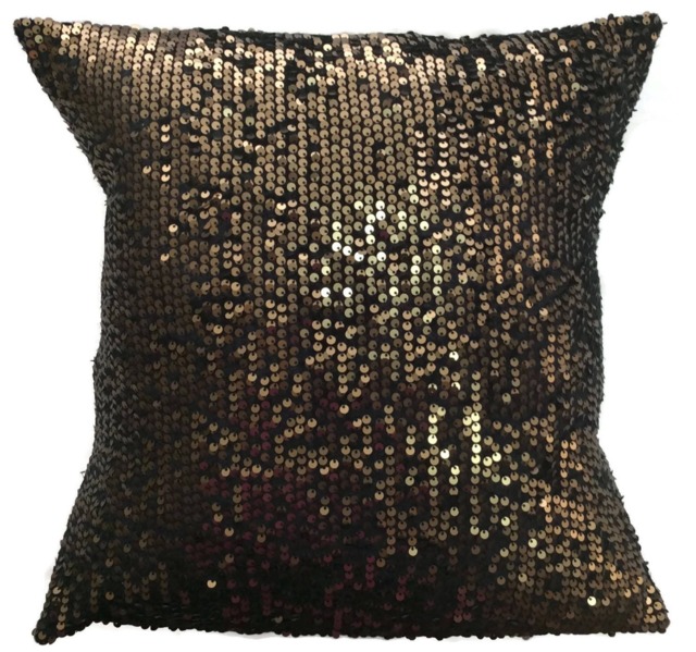 Gold Sequin Pillow Cover, Throw Pillow, Pillow, Christmas, Sequin Black Sequin Cushion, Decorative - image 1