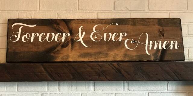 Hanging Rustic Hand Painted Forever & Ever Amen Wood Sign, Wall Decor - image 1