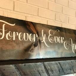 Hanging Rustic Hand Painted Forever & Ever Amen Wood Sign, Wall Decor - thumbnail 3