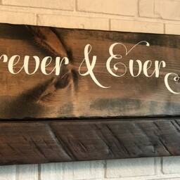 Hanging Rustic Hand Painted Forever & Ever Amen Wood Sign, Wall Decor - thumbnail 2