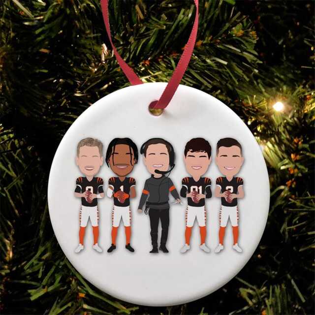 Bengals 2024-25 American Football Christmas Tree Decoration Flat Ceramic Bauble Choice Of Design Great Cincinnati Fans Xmas Gift - image 1
