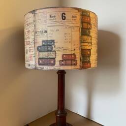 Vintage Luggage Lampshade French Shabby Chic Airmail , Stamps Postmarks , Fatta Da Mamma - thumbnail 2