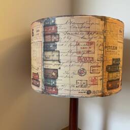 Vintage Luggage Lampshade French Shabby Chic Airmail , Stamps Postmarks , Fatta Da Mamma - thumbnail 4