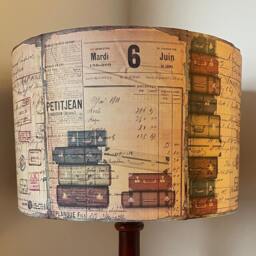 Vintage Luggage Lampshade French Shabby Chic Airmail , Stamps Postmarks , Fatta Da Mamma