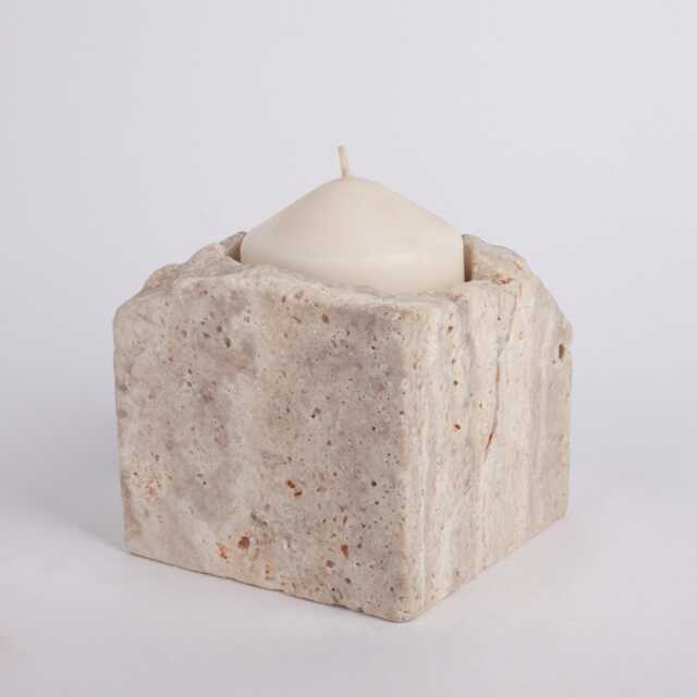 Silver Travertine Candleholder - image 1