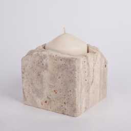 Silver Travertine Candleholder - thumbnail 1