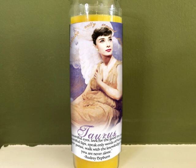 Taurus Audrey Hepburn Guardian Angel Prayer Candle - image 1