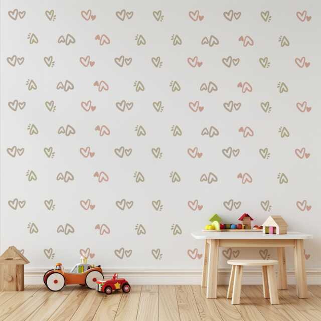 Heart Wall Stickers, Boho Nursery Decals, Neutral Kids Room Decor, Pink Peel & Stick Decor - image 1