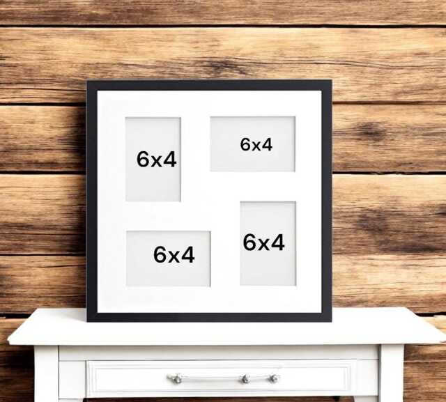 40x40cm Black Or White Picture Photo Frame With 4-Aperture Mount For Image Size 6x4-Inch - Mix Multi Opening - image 1