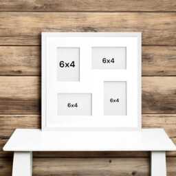 40x40cm Black Or White Picture Photo Frame With 4-Aperture Mount For Image Size 6x4-Inch - Mix Multi Opening - thumbnail 2
