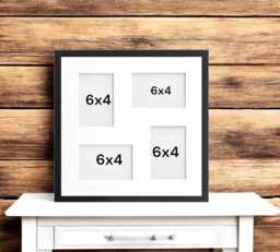 Multi Photo Frame, 4-Aperture Mount, 6x4 Inch, Black Or White
