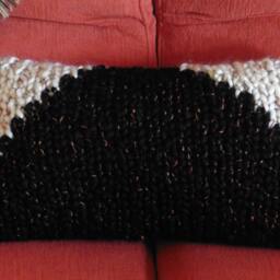 Cushion Cover, Thick Wool, Black & Beige, Hand-Knitted, Soft, Elegant, Original, Unique Gift - thumbnail 3