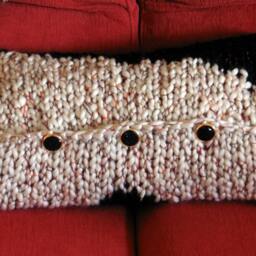 Cushion Cover, Thick Wool, Black & Beige, Hand-Knitted, Soft, Elegant, Original, Unique Gift - thumbnail 4