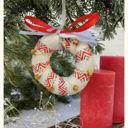 Silver & Red Christmas Donut Tree Decoration Eco-Friendly Gift Handmade Gift Ukrainian Handmade - thumbnail 2