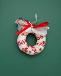Silver & Red Christmas Donut Tree Decoration Eco-Friendly Gift Handmade Gift Ukrainian Handmade
