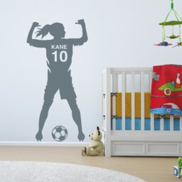 Girl Footballer Name Footballer Soccer Personalised Custom Removable Vinyl Wall Decal Stickers Home Decor Art - thumbnail 1