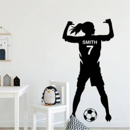 Girl Footballer Name Footballer Soccer Personalised Custom Removable Vinyl Wall Decal Stickers Home Decor Art - thumbnail 3