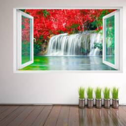 Waterfall Flowers Wall Decal Sticker Mural Poster Print Art Home Kids Bedroom Decor Gk10 - thumbnail 2