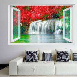 Waterfall Flowers Wall Decal Sticker Mural Poster Print Art Home Kids Bedroom Decor Gk10 - thumbnail 1