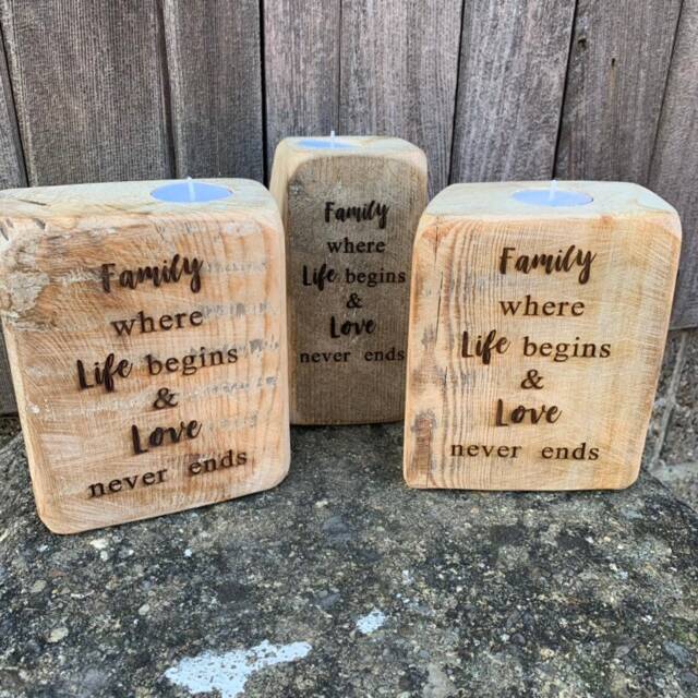 Reclaimed Wood Tealight Holder Family - image 1