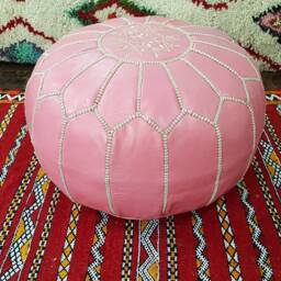 Stuffed Moroccan Leather Pouf, Pouf Ottoman, Handmade Floor Poof, Footstool, Ottoman Table, & Stools - thumbnail 2