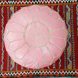 Stuffed Moroccan Leather Pouf, Pouf Ottoman, Handmade Floor Poof, Footstool, Ottoman Table, & Stools - thumbnail 3