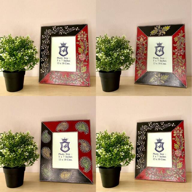 Photo Frame, Picture Frame, Hand Painted Embossed, 5x7 Inches, India, Indian Art, Gift, Wedding Gift, Multi Color.gift - image 1