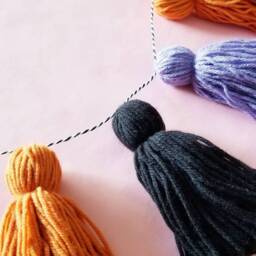 Halloween Yarn Tassel Garland-Halloween Decor-Cute Halloween-Wall Hanging-Wall Decor-Tassel Garland-Boho Decor-Orange Purple Black - thumbnail 2