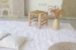 Large Recycled Linen Carpet Pure White 180x250 cm, Geometric Area Rug, Handmade Carpet, Living Room Bohemian Decor, Rug - thumbnail 1