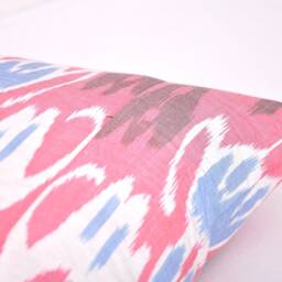 Pink Silk Cotton Ikat Pillow Cover, Handloom Accent Cushion - 20x20 - thumbnail 3