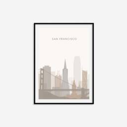 Minimalist San Francisco Print - Fran Wall Art, Retro Travel Poster, California, Golden Gate Bridge, Living Room Print, Bedroom Art - thumbnail 2