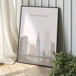 Minimalist San Francisco Print - Fran Wall Art, Retro Travel Poster, California, Golden Gate Bridge, Living Room Print, Bedroom Art - thumbnail 1