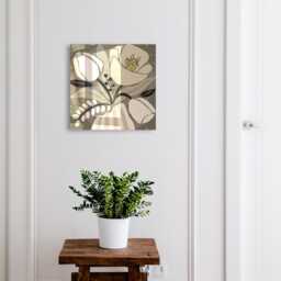 Beige Flowers Wall Mounted Key Cabinet, Industrial Box, Minimalist & Plants, For Nature Lovers - thumbnail 1