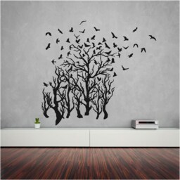 Crows in The Trees Vinyl Wall Art, Decal, Sticker, Transfer, Mural, Decor, Rent Friendly, Interior, Exterior, Full Removable, - 1023 - thumbnail 1