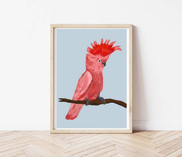 Parrot Print , Wall Decor Art Kids Tropicals Colourful Funky Quirky Blue - image 1