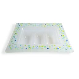 Opal White, Light Blue, Green, & Blue Murano Glass Soap Dish - Lapilli Series, Unique Fused Gift Made in Italy, Rare