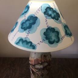 Bloomsbury Lampshade, Bohemian Interiors, Hand Painted Lighting, Vanessa Bell Green Lighting - thumbnail 2