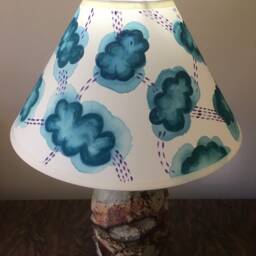 Bloomsbury Lampshade, Bohemian Interiors, Hand Painted Lighting, Vanessa Bell Green Lighting - thumbnail 3